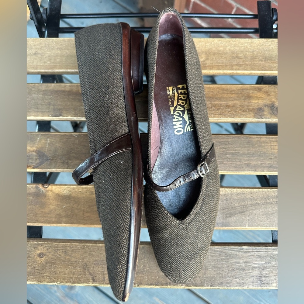 Salvatore Ferragamo Brown Maryjane Flats